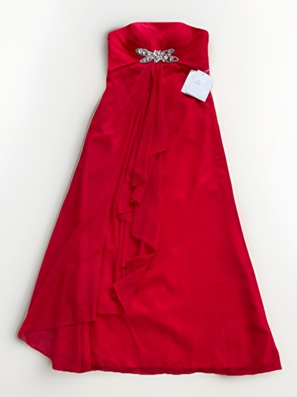 Y2K LanTing Bride Elegant Red Overlay Sheer Glam Romantic Flowy Rhinestone Read